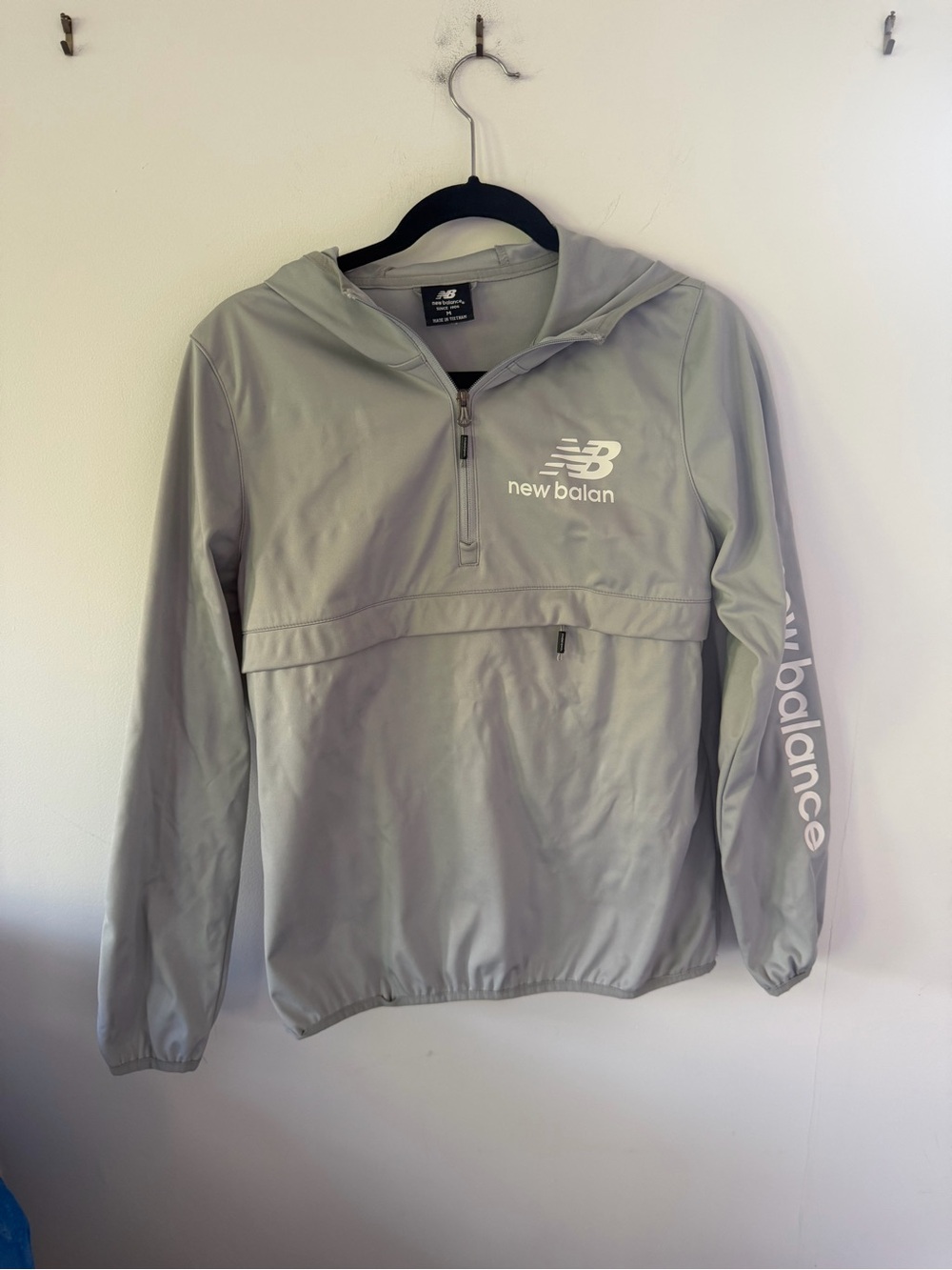 New Balance Light Gray Half-Zip Hooded Pullover Jacket